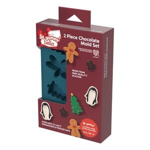 So Yummy Bella 2 Piece Xmas Holiday Chocolate Mold Gingerbread Tree Penguin Star
